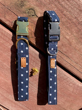 Load image into Gallery viewer, White Stars On Navy Dog Collar