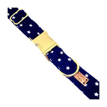 Load image into Gallery viewer, White Stars On Navy Dog Collar