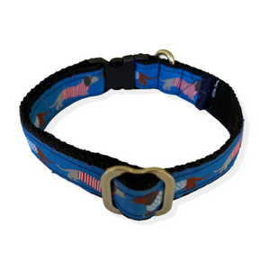 Dachshund Dog Collar (Pink & Blue)