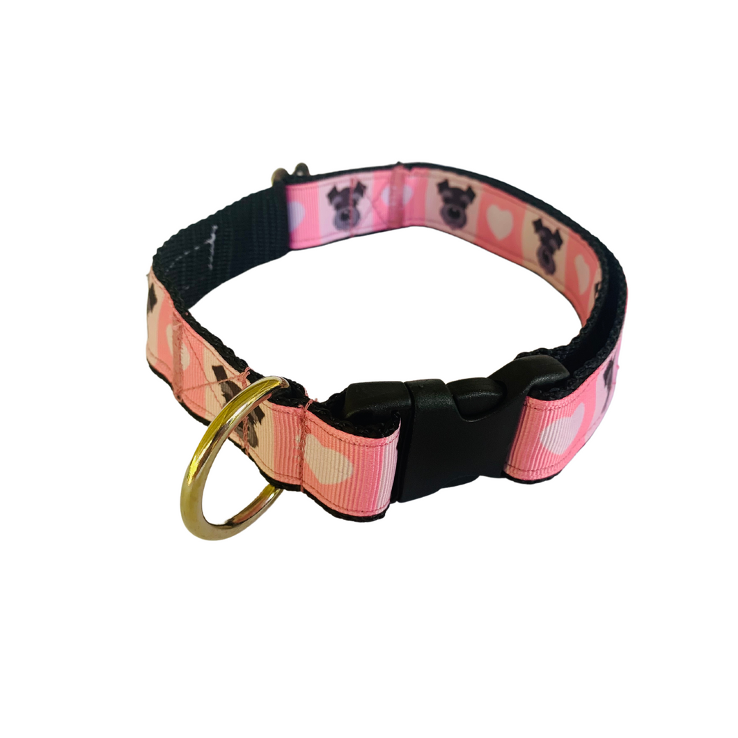 Pink Schnauzer Love Dog Collar