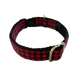 Red & Black Check Dog Collar