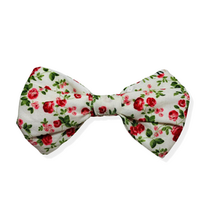 Red Roses On Cream Bow/Bowtie
