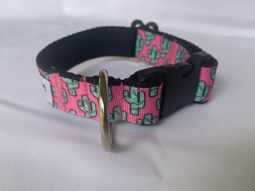 Hot Pink Cactus - Dog Collar - 25mm