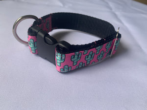 Hot Pink Cactus - Dog Collar - 25mm