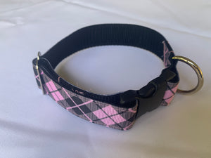 Pink Check Dog Collar
