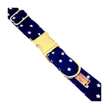 Load image into Gallery viewer, White Stars On Navy Dog Collar
