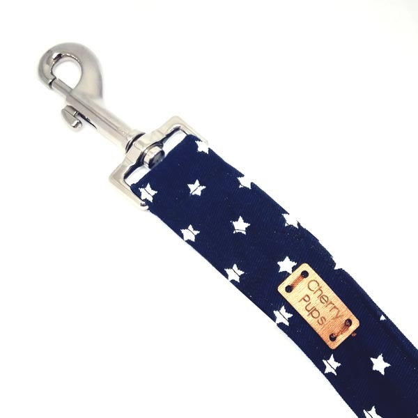 White Stars On Navy Dog Lead